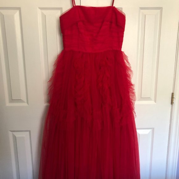 Strapless Ruffle- Trimmed Gown - Picture 4 of 5